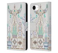 Head Case Designs Officially Licensed Cat Coquillette Brown Santa Fe Garden Linear Leather Wallet Case Compatible With Apple iPhone 16e