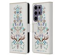 Head Case Designs Officially Licensed Cat Coquillette Brown Turquoise La Morte Linear Leather Wallet Case Compatible with Samsung Galaxy S25 Ultra