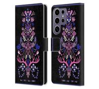 Head Case Designs Officially Licensed Cat Coquillette Pink Black La Morte Linear Leather Wallet Case Compatible with Samsung Galaxy S25 Ultra