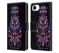 Head Case Designs Officially Licensed Cat Coquillette Pink Black La Morte Linear Leather Wallet Case Compatible With Apple iPhone 16e