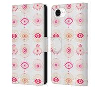 Head Case Designs Officially Licensed Cat Coquillette Pink Evil Eyes Linear Leather Wallet Case Compatible With Apple iPhone 16e
