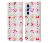 Head Case Designs Officially Licensed Cat Coquillette Pink Evil Eyes Linear Leather Wallet Case Compatible With Samsung Galaxy A34 5G