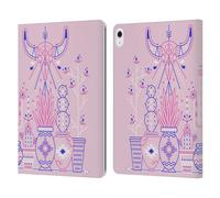 Head Case Designs Officially Licensed Cat Coquillette Pink Santa Fe Garden Linear Leather Wallet Case Compatible With Apple iPad Air 13 2024/2025