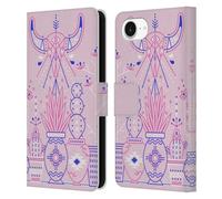 Head Case Designs Officially Licensed Cat Coquillette Pink Santa Fe Garden Linear Leather Wallet Case Compatible With Apple iPhone 16e