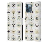 Head Case Designs Officially Licensed Cat Coquillette White Evil Eyes Pattern Linear Leather Wallet Case Compatible With Apple iPhone 12 Pro Max