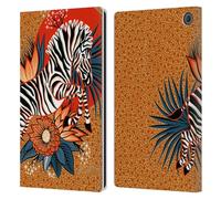 Head Case Designs Officially Licensed Cat Coquillette with Zebra Leap Tropical Wildlife Leather Wallet Case Compatible With Amazon Fire Max 11 2023