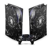 Head Case Designs Officially Licensed Chelsea FC Black Marble Mixed Logo Vinyl Faceplate Gaming Skin Decal Compatible With Sony PlayStation 5 PS5 Digital Edition Console and DualSense Controller