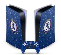 Head Case Designs Officially Licensed Chelsea FC Geometric Pattern Art Vinyl Faceplate Sticker Gaming Skin Decal Compatible With Sony PlayStation 5 PS5 Digital Edition Console and DualSense Controller