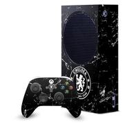 Head Case Designs Officially Licensed Chelsea Football Club Black Marble Art Game Console Wrap and Game Controller Skin Bundle Compatible With Xbox Series S Console & Controller Bundle