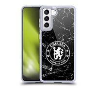 Head Case Designs Officially Licensed Chelsea Football Club Black Marble Crest Gel Case [Military Grade Protection] Compatible with Samsung Galaxy S21 5G and Compatible with MagSafe