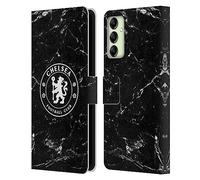 Head Case Designs Officially Licensed Chelsea Football Club Black Marble Crest Leather Flip Case Compatible With Samsung Galaxy A14 5G