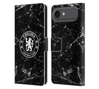 Head Case Designs Officially Licensed Chelsea Football Club Black Marble Crest Leather Flip Case Compatible With Apple iPhone 17 Air