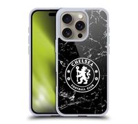 Head Case Designs Officially Licensed Chelsea Football Club Black Marble Crest Soft Gel Case Compatible With Apple iPhone 16 Pro