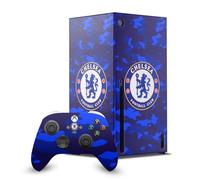 Head Case Designs Officially Licensed Chelsea Football Club Camouflage Art Game Console Wrap and Game Controller Skin Bundle Compatible With Xbox Series X