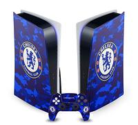Head Case Designs Officially Licensed Chelsea Football Club Camouflage Mixed Logo Vinyl Faceplate Gaming Skin Decal Compatible With Sony PlayStation 5 PS5 Disc Edition Console & DualSense Controller