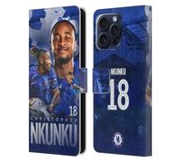 Head Case Designs Officially Licensed Chelsea Football Club Christopher Nkunku 2024/25 First Team Leather Flip Case Compatible With Apple iPhone 16 Pro Max