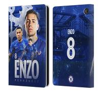 Head Case Designs Officially Licensed Chelsea Football Club Enzo Fernández 2024/25 First Team Leather Flip Case Compatible With Amazon Fire 7 2022
