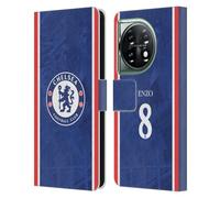 Head Case Designs Officially Licensed Chelsea Football Club Enzo Fernández 2025/26 Players Home Kit Leather Flip Case Compatible With OnePlus 11 5G