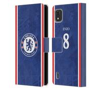 Head Case Designs Officially Licensed Chelsea Football Club Enzo Fernández 2025/26 Players Home Kit Leather Flip Case Compatible With Nokia C2 2nd Edition