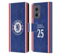 Head Case Designs Officially Licensed Chelsea Football Club Home Kit 2025 World Champions Leather Flip Case Compatible With Motorola Edge (2024)