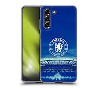 Head Case Designs Officially Licensed Chelsea Football Club Logo Retro Kit and Stadium Gel Case [Military Grade Protection] Compatible with Samsung Galaxy S21 FE 5G and Compatible with MagSafe