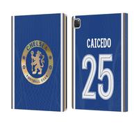Head Case Designs Officially Licensed Chelsea Football Club Moisés Caicedo 2023/24 Players Home Kit Leather Flip Case Compatible With Apple iPad Pro 12.9 2020/2021/2022