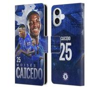Head Case Designs Officially Licensed Chelsea Football Club Moisés Caicedo 2024/25 First Team Leather Flip Case Compatible With Apple iPhone 16 Plus