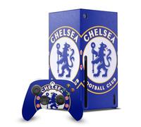 Head Case Designs Officially Licensed Chelsea Football Club Oversize Art Game Console Wrap and Game Controller Skin Bundle Compatible With Xbox Series X