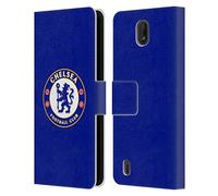Head Case Designs Officially Licensed Chelsea Football Club Plain Blue Crest Leather Book Flip Case Cover Compatible With Nokia C01 Plus/C1 2nd Edition