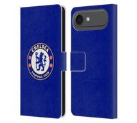 Head Case Designs Officially Licensed Chelsea Football Club Plain Blue Crest Leather Flip Case Compatible With Apple iPhone 17 Air