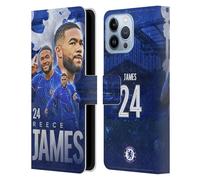 Head Case Designs Officially Licensed Chelsea Football Club Reece James 2024/25 First Team Leather Flip Case Compatible With Apple iPhone 13 Pro Max