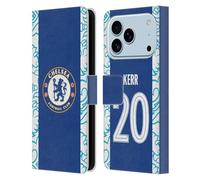 Head Case Designs Officially Licensed Chelsea Football Club Sam Kerr 2022/23 Women's Home Kit Leather Flip Case Compatible With Apple iPhone 17 Pro