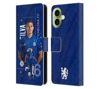 Head Case Designs Officially Licensed Chelsea Football Club Thiago Silva 2021/22 First Team Leather Flip Case Compatible With Apple iPhone 17