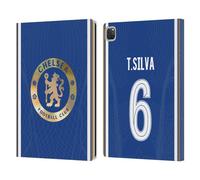 Head Case Designs Officially Licensed Chelsea Football Club Thiago Silva 2023/24 Players Home Kit Leather Flip Case Compatible With Apple iPad Pro 12.9 2020/2021/2022