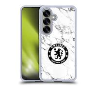 Head Case Designs Officially Licensed Chelsea Football Club White Marble Crest Gel Case [Military Grade Protection] Compatible with Samsung Galaxy S25 and Compatible with MagSafe