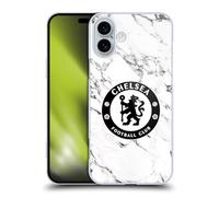 Head Case Designs Officially Licensed Chelsea Football Club White Marble Crest Hard Back Case Compatible With Apple iPhone 16 Plus