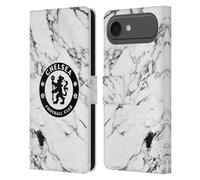 Head Case Designs Officially Licensed Chelsea Football Club White Marble Crest Leather Flip Case Compatible With Apple iPhone 17 Air