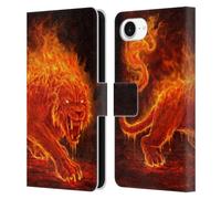 Head Case Designs Officially Licensed Christos Karapanos Flame Beast Horror 3 Leather Wallet Case Compatible With Apple iPhone 16e