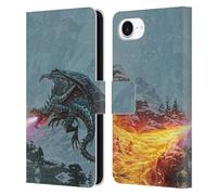 Head Case Designs Officially Licensed Christos Karapanos Power Of The Dragon Flame Mythical Art Leather Wallet Case Compatible With Apple iPhone 16e