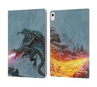 Head Case Designs Officially Licensed Christos Karapanos Power Of The Dragon Flame Mythical Art Leather Wallet Case Compatible With Apple iPad Air 13 2024/2025