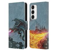 Head Case Designs Officially Licensed Christos Karapanos Power Of The Dragon Flame Mythical Art Leather Wallet Case Compatible With Samsung Galaxy S23 5G