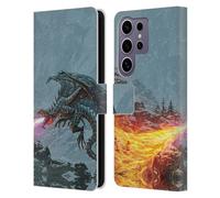 Head Case Designs Officially Licensed Christos Karapanos Power of The Dragon Flame Mythical Art Leather Wallet Case Compatible with Samsung Galaxy S25 Ultra