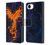 Head Case Designs Officially Licensed Christos Karapanos Rage Phoenix 3 Leather Wallet Case Compatible With Apple iPhone 16e