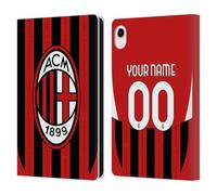 Head Case Designs Officially Licensed Custom Customised Personalised AC Milan Home 2024/25 Kit Leather Wallet Case Compatible With Apple iPad mini (2021/2024)