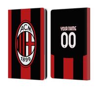Head Case Designs Officially Licensed Custom Customised Personalised AC Milan Home 2026/27 Crest Kit Leather Wallet Case Compatible With Amazon Kindle Paperwhite 6