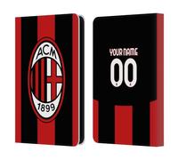 Head Case Designs Officially Licensed Custom Customised Personalised AC Milan Home 2026/27 Crest Kit Leather Wallet Case Compatible With Kindle Paperwhite 5 (2021)