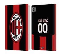 Head Case Designs Officially Licensed Custom Customised Personalised AC Milan Home 2026/27 Crest Kit Leather Wallet Case Compatible With Apple iPad Pro 11 M4/M5 2024/2025