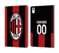 Head Case Designs Officially Licensed Custom Customised Personalised AC Milan Home 2026/27 Crest Kit Leather Wallet Case Compatible With Apple iPad Air 11 2020/2022/2024/2025