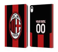 Head Case Designs Officially Licensed Custom Customised Personalised AC Milan Home 2026/27 Crest Kit Leather Wallet Case Compatible With Apple iPad 10.9 2022/2025