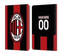 Head Case Designs Officially Licensed Custom Customised Personalised AC Milan Home 2026/27 Crest Kit Leather Wallet Case Compatible With Kindle Paperwhite 1/2 / 3